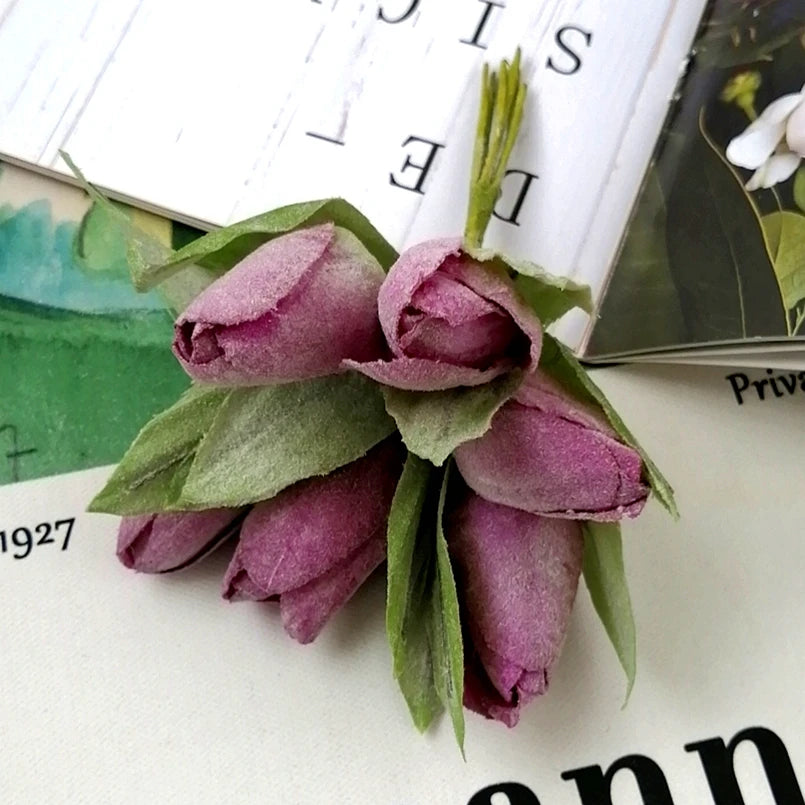 Pink 6PCS Artificial Flowers Silk Tulip Bouquet for Home Party Festive Decoration Wedding Decorative Wreaths Christmas Scrapbook