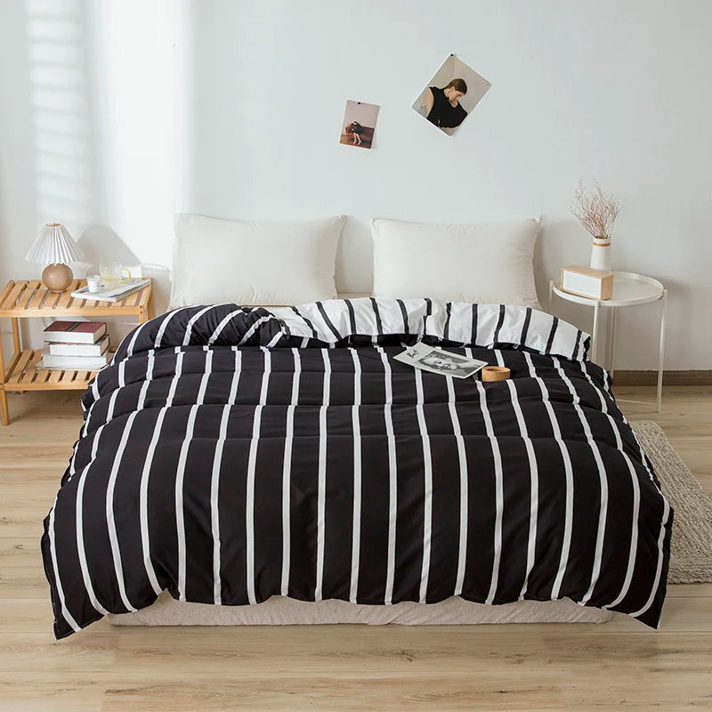 EGW Microfiber Duvet Cover 150*200cm 1PC Korean Single Bedding Quilt Bag Comforter Cover Blue Grid Geometic Stripe Home Linens
