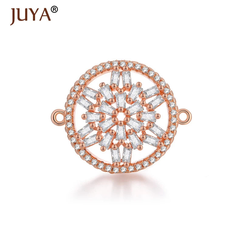 Juya Trendy Series Connector Shiny Zircon Crystal Jewellery Findings Accessories Charms DIY Jewelry Components