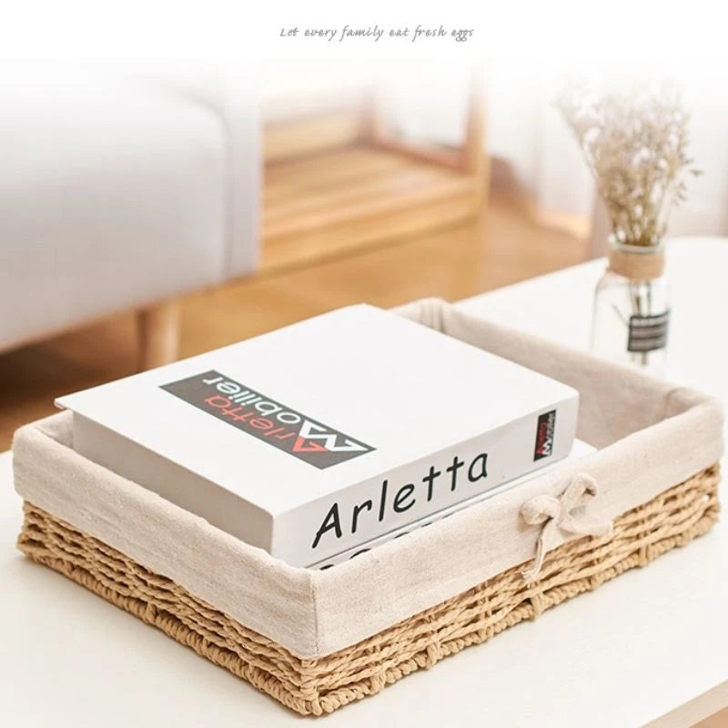 Woven Storage Baskets Metal and Rattan Organizer Storage Boxes with Cotton Lining Clothes Organizer Basket Bedroom Accessories
