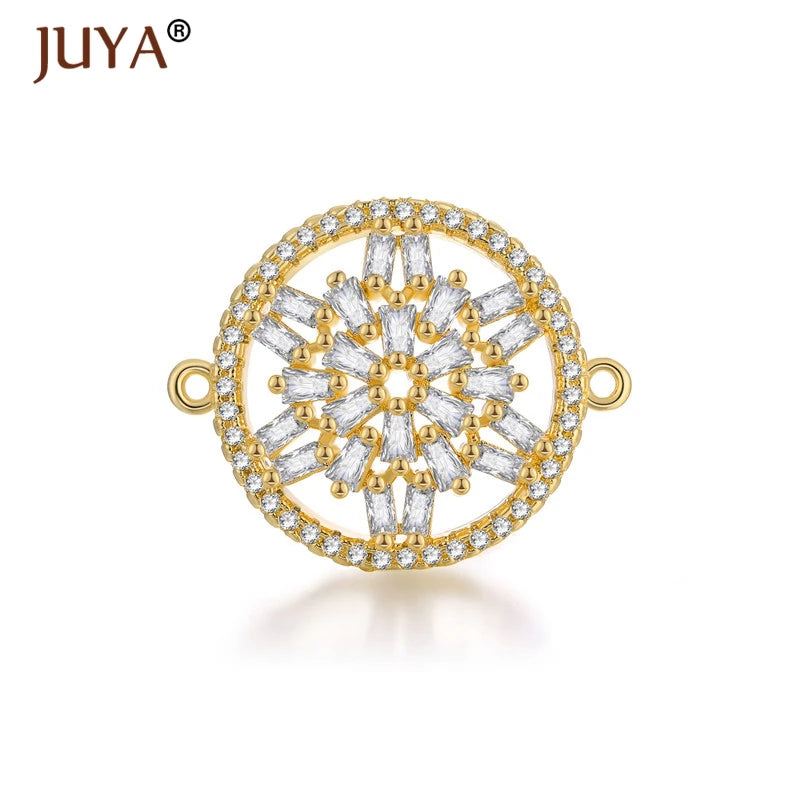 Juya Trendy Series Connector Shiny Zircon Crystal Jewellery Findings Accessories Charms DIY Jewelry Components