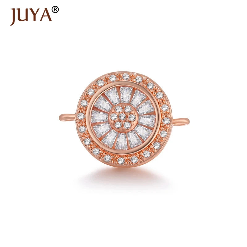 Juya Trendy Series Connector Shiny Zircon Crystal Jewellery Findings Accessories Charms DIY Jewelry Components