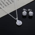 Sterling Silver Necklace Earring Set Promotion Lover Gifts Cute Fashion Noble Women Shiny Crystal Cz Jewelry Set Wedding