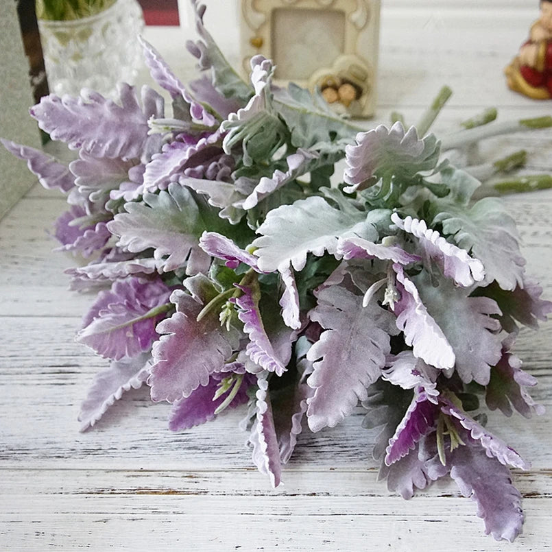 Artificial Flowers Silk Leaf Flocking Lagomorpha Festive Party Wedding Home Decoration Fake Plants Green Wall Bouquet Materials