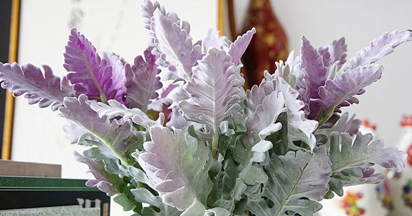 Artificial Flowers Silk Leaf Flocking Lagomorpha Festive Party Wedding Home Decoration Fake Plants Green Wall Bouquet Materials