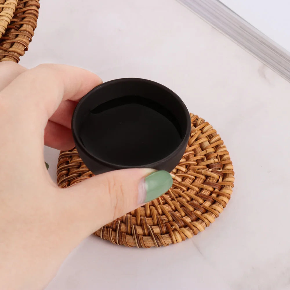 Kitchen Table Rattan Mats Insulation Coasters Pan Pot Bowl Pads Cushion Round Placemats Handmade Table Accessories