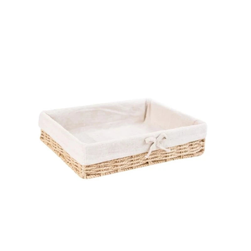 Woven Storage Baskets Metal and Rattan Organizer Storage Boxes with Cotton Lining Clothes Organizer Basket Bedroom Accessories