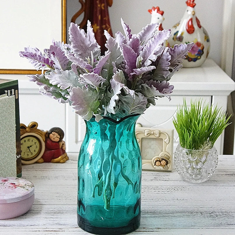 Artificial Flowers Silk Leaf Flocking Lagomorpha Festive Party Wedding Home Decoration Fake Plants Green Wall Bouquet Materials