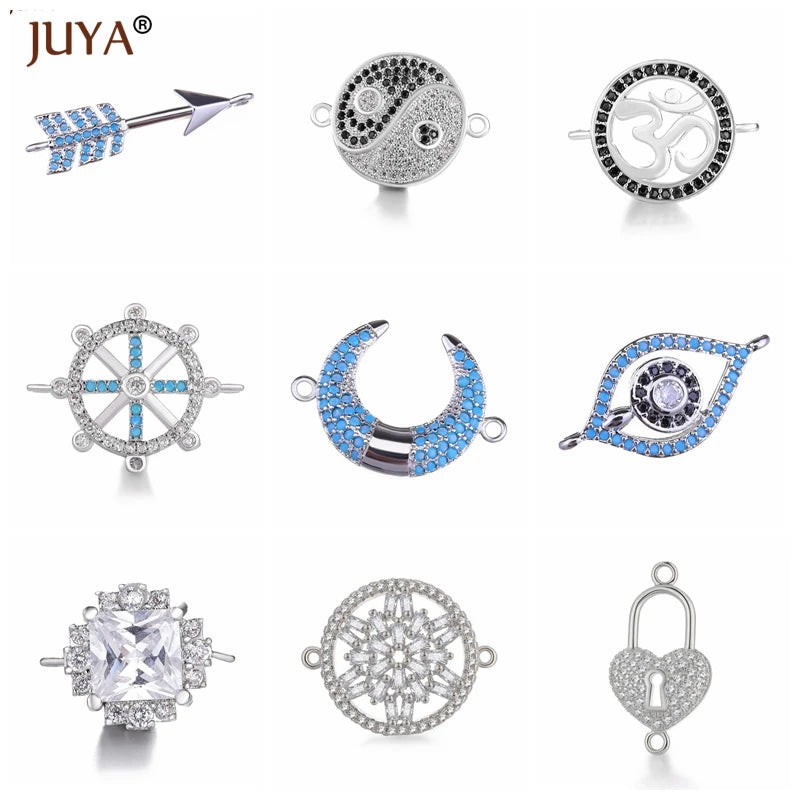 Juya Trendy Series Connector Shiny Zircon Crystal Jewellery Findings Accessories Charms DIY Jewelry Components