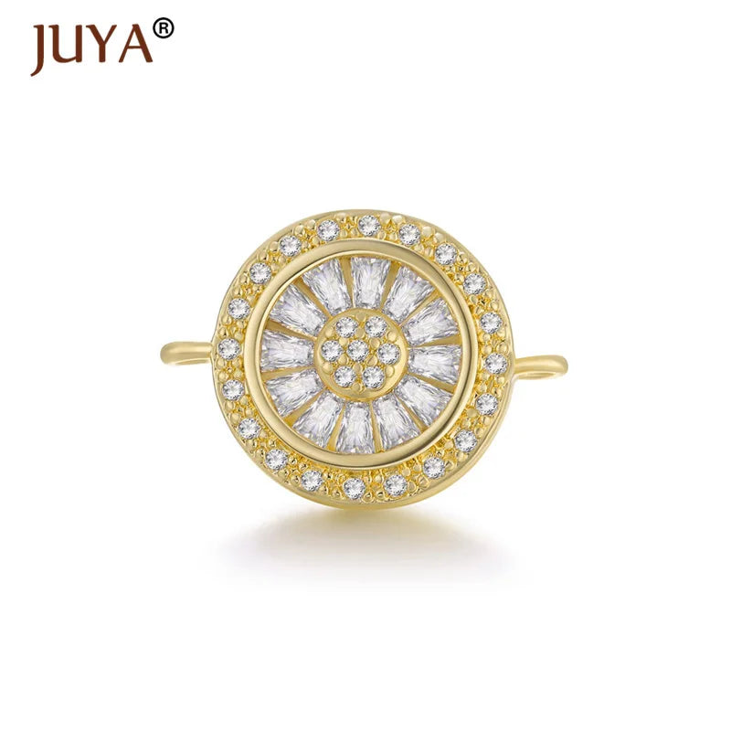 Juya Trendy Series Connector Shiny Zircon Crystal Jewellery Findings Accessories Charms DIY Jewelry Components