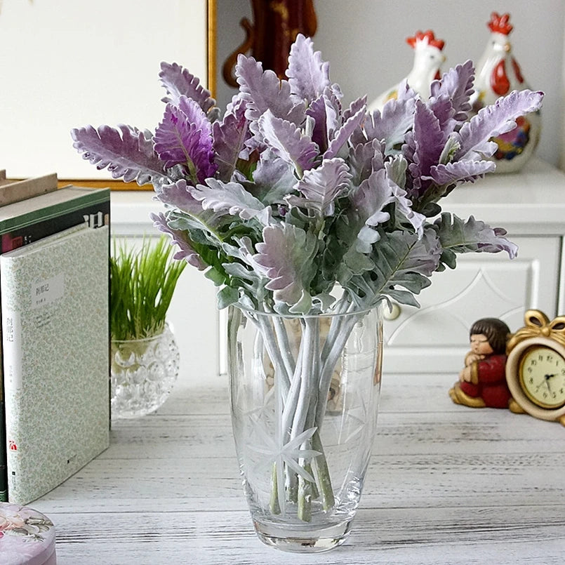 Artificial Flowers Silk Leaf Flocking Lagomorpha Festive Party Wedding Home Decoration Fake Plants Green Wall Bouquet Materials