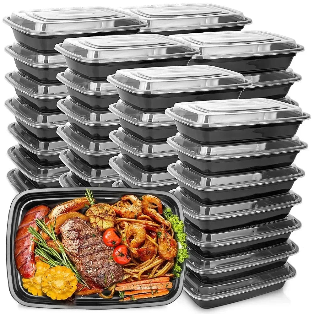 10-Pack Black Disposable Food Containers – Leak-Resistant with Secure Lids | Ideal for Salads, Sandwiches