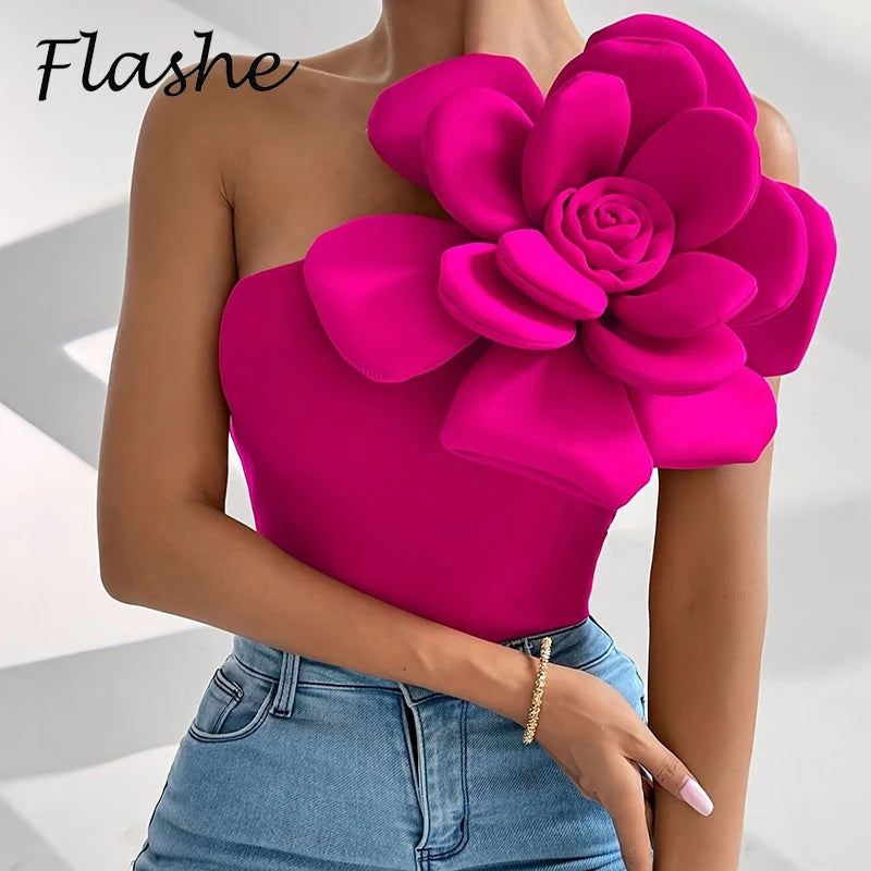 Elegant Flower Design T Shirt Women Sexy Sleeveless Women T-Shirts Pink Red Black Fashion Slim Tee Tops Female Pullover