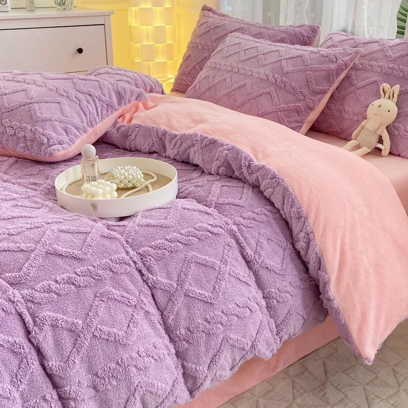 Taffel Velvet Duvet Cover for Winter Super Warm Soft Solid Color Comforter Cover Blanket Covers for Double Beds NO Pillowcase