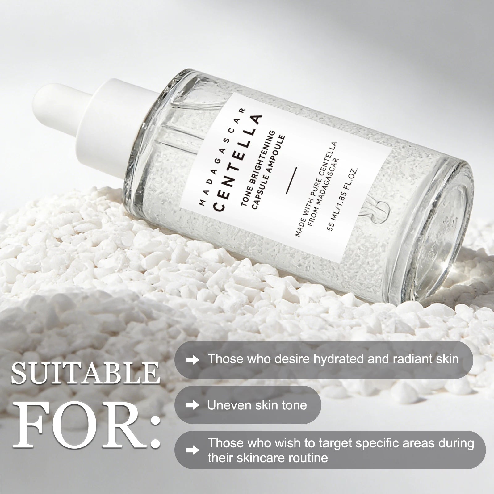 Skin Tone Perfector Brightening Ampoule 55ml - Centella & Niacinamide Serum Hydrates, Soothes & Enhances Radiance.
