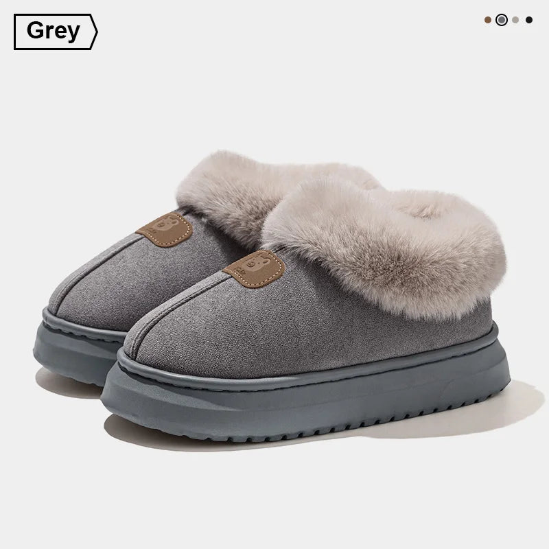 Fleece Lined Winter Slippers For Men Women With Ankle Cover Thick Sole Lightweight Eva Indoor Outdoor Warm Home Shoes Multiple C
