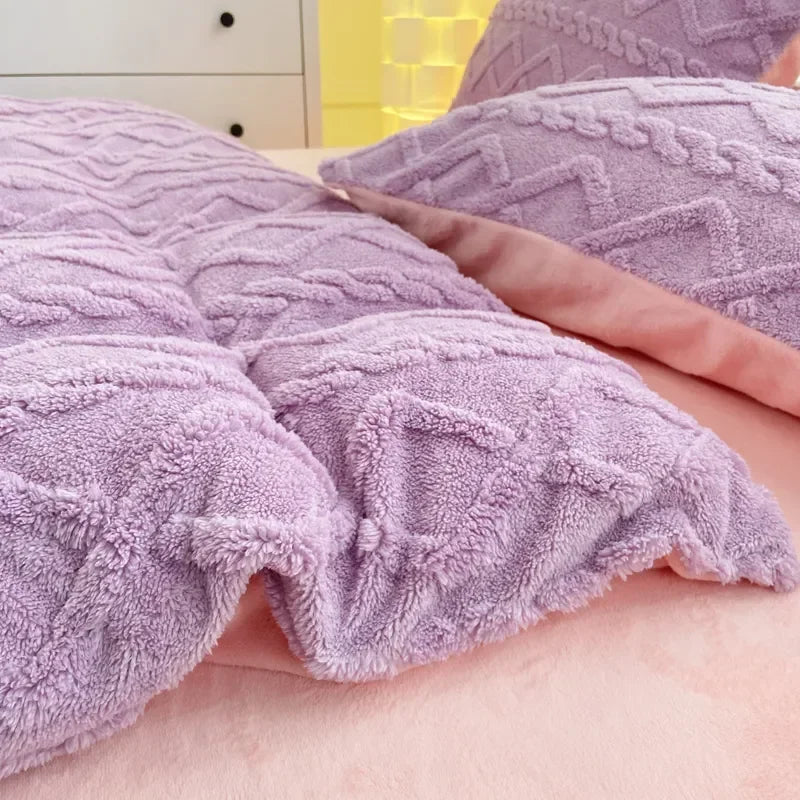 Taffel Velvet Duvet Cover for Winter Super Warm Soft Solid Color Comforter Cover Blanket Covers for Double Beds NO Pillowcase