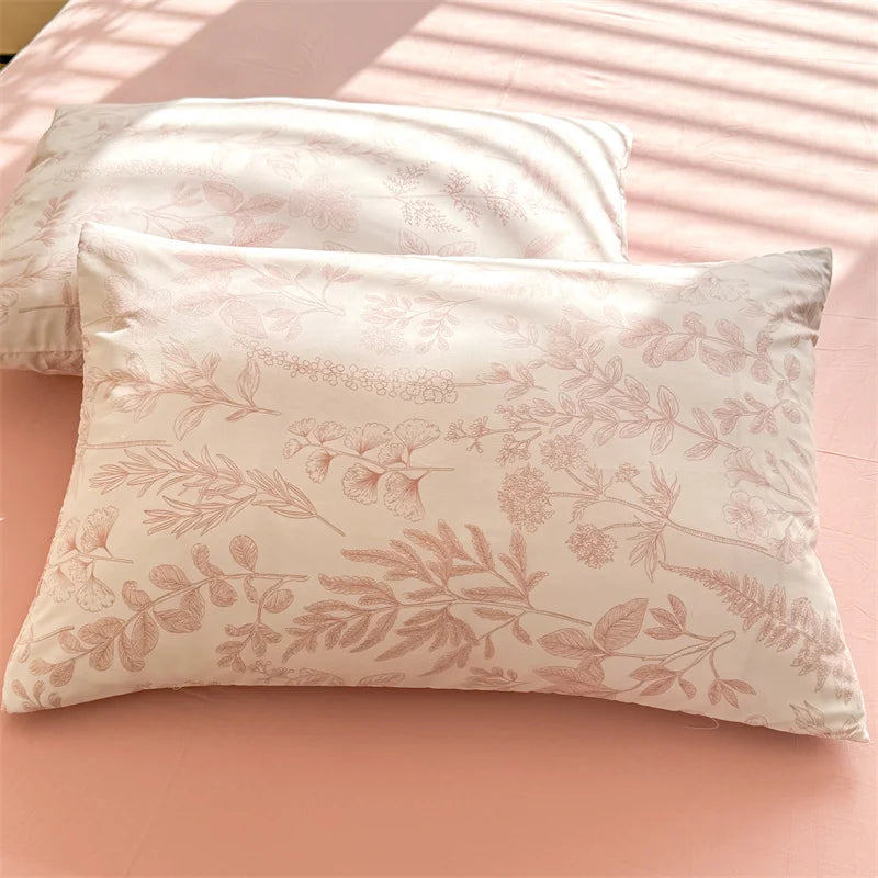 Bonenjoy Pink Flower Duvet Cover Sets Washed Polyester Super Soft Bed Cover Sets Single/Queen/King Quilt Cover with  Pillowcase