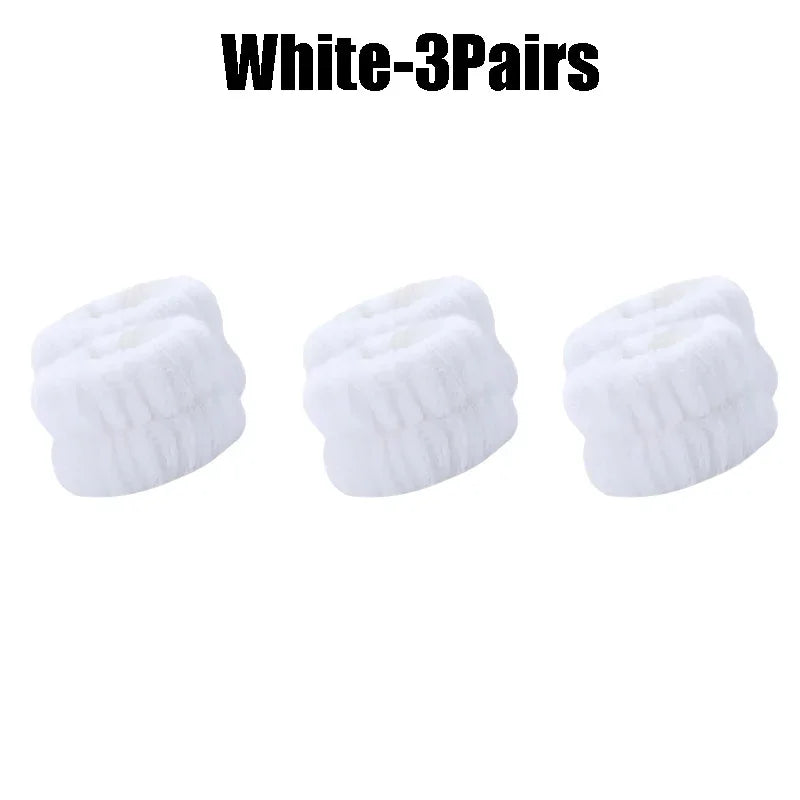 1-10Pairs Flannel Skincare Spa Wristband Makeup Facial Wrist Washband Face Towel Wash Bow Headband Scrunchie Set for Women