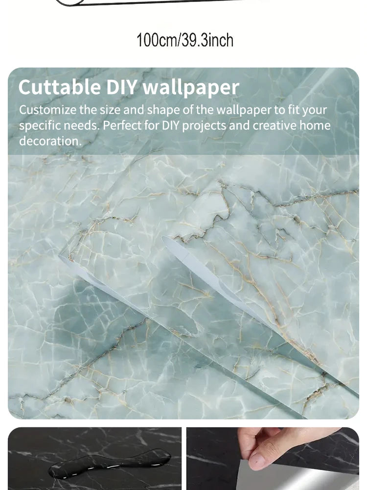 Marble Wall Stickers Wallpaper, Kitchen Countertops Cabinets Furniture Self-adhesive Wallpaper, PVC Greaseproof Stickers