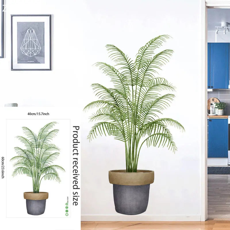 16 Styles Large Tropical Green Plants Wall Stickers Palm Leaves PVC Living Room Art Vinyl Poster Wallpaper Home Decoration Mural