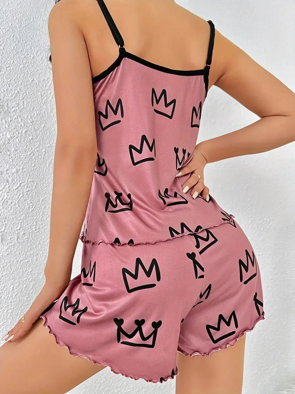 Sleepwear Women 2 Pieces Love Printed Sleeveless Cami Top & Shorts Sets Pajama Set Sexy Lingerie Loungewear Pijamas