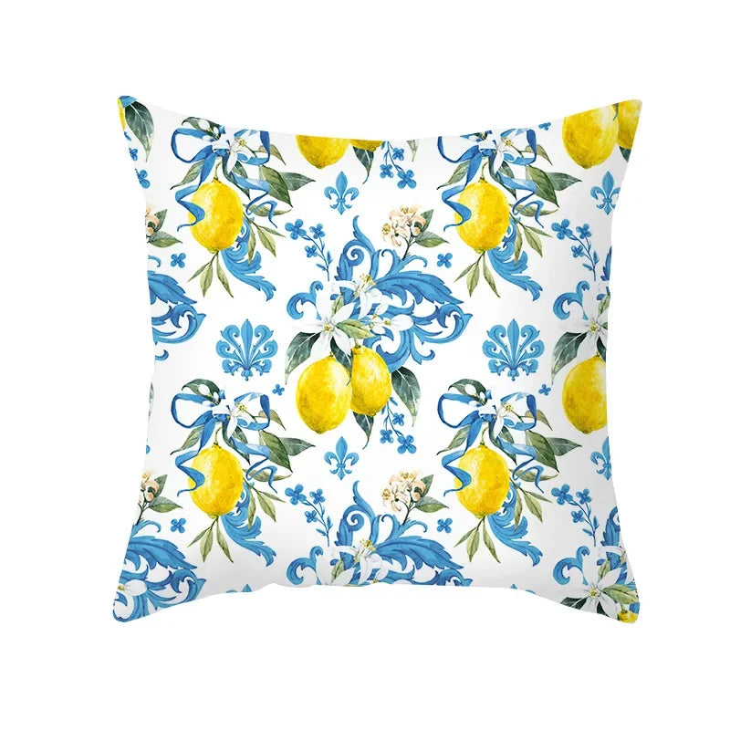 Cushion Cover Throw Pillow Sofa Decorative Pillowcase Lemon Pattern Summer