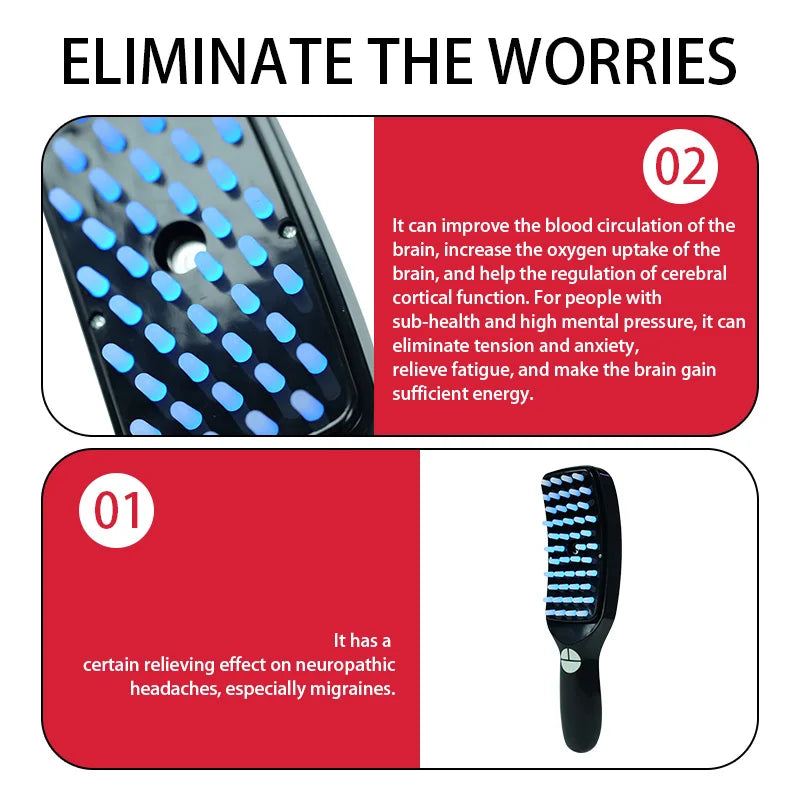 Electric Massage Comb Blue Light Red Light,Vibrating Hair Massage Scalp Brush,Spray Hair Growth Massager