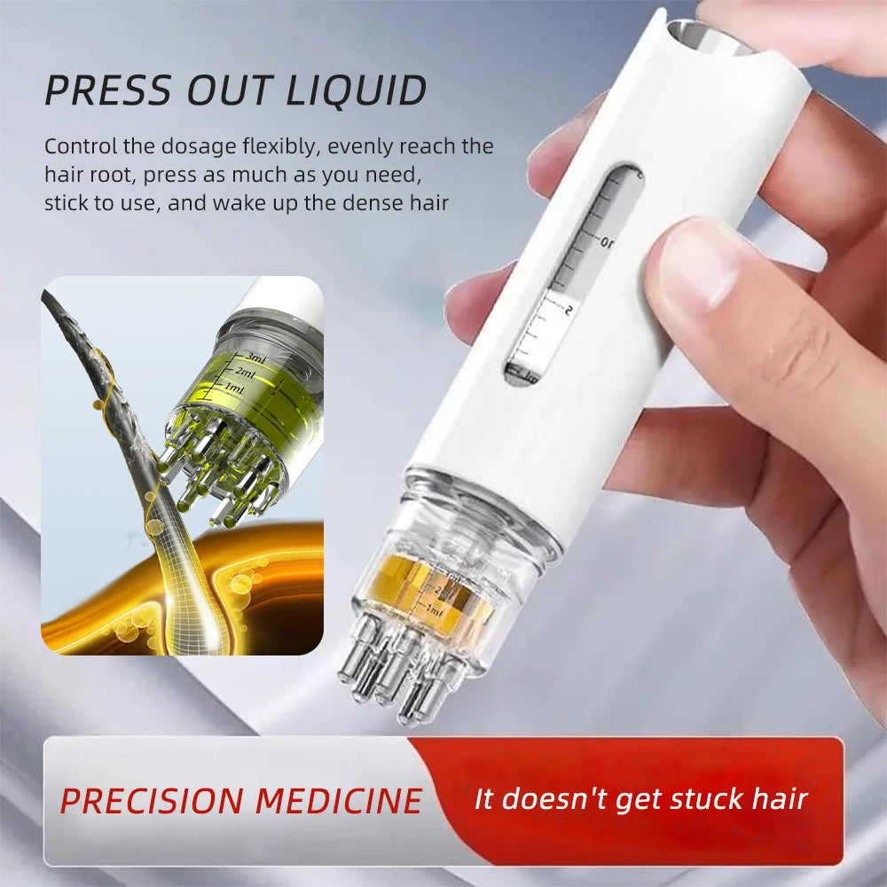 EMS Scalp Applicator Liquid Comb Hair Growth Oil Serum Comb High Frequency Vibration Scalp Massager Brush with Sterilization