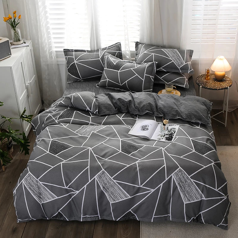 Double bed Quilt cover Duvet cover Microfiber bedding queen king Twin size for single nordic style Plaid Geometric Minimal