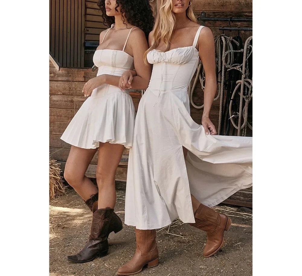 Sexy Floral Print Corset Long Dress Women's Slips Dresses Female Bandage Spring Summer Y2K Summer Holiday Vacatioin White Pink