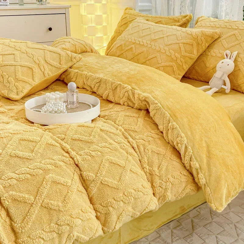 Taffel Velvet Duvet Cover for Winter Super Warm Soft Solid Color Comforter Cover Blanket Covers for Double Beds NO Pillowcase