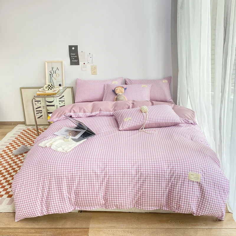 Small plaid pattern style single quilt cover double bed down duvet cover220x240cm large size quilt cover without pillowcase