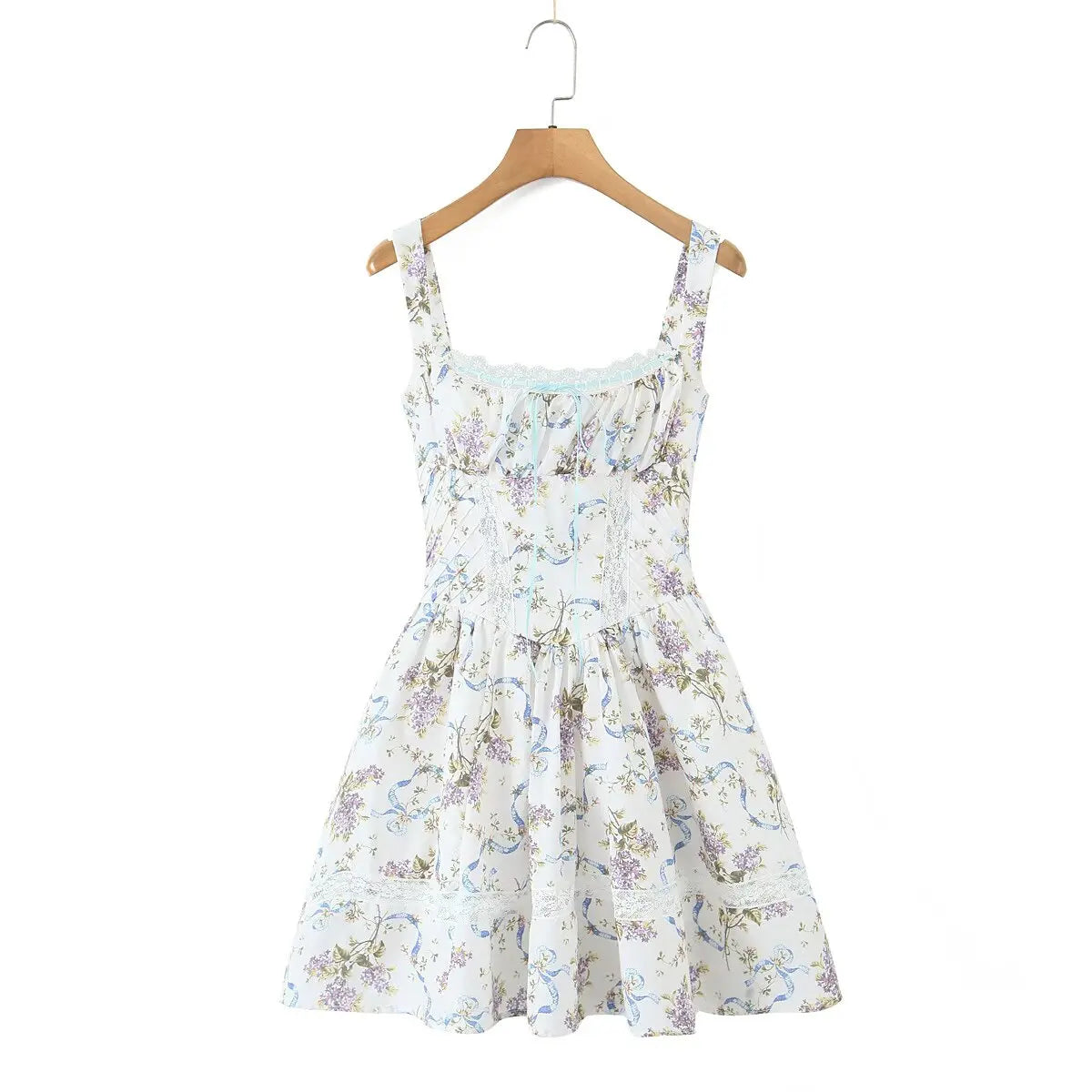 Floral Printed Summer Women's Dress Sleeveless Short Mini Tank Vestidos A-line Lace Dress 2025 New in Beach Vintage Party Dress
