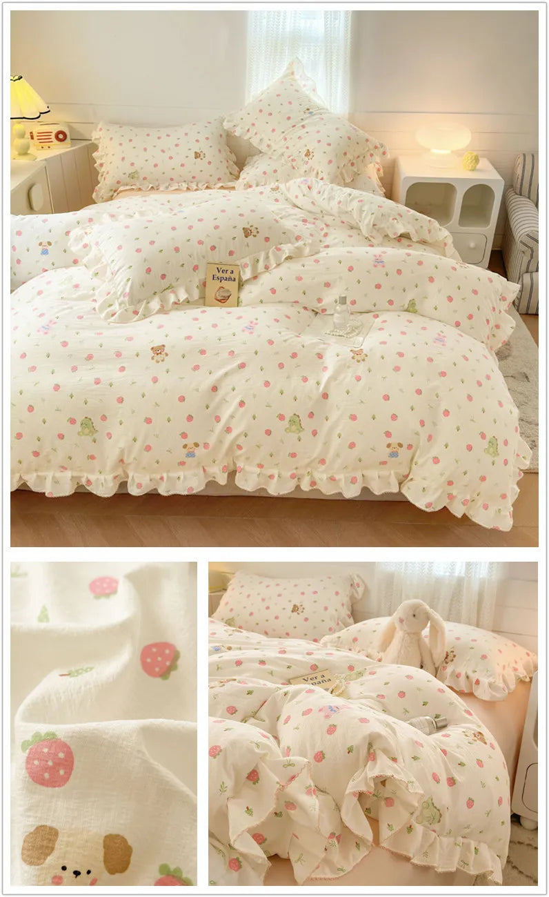 Bonenjoy Lace Duvet Cover Printed Home Quilts Cover Ruffles Comforter Covers Adults Kids Room Bedding (Pillowcase Need Order)