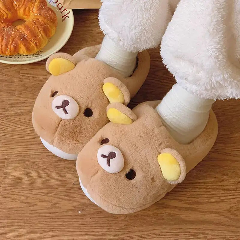 Women's Slippers Winter Couple Style Slippers Cute Relaxing Bear Cotton Cloud Non Slip Warm Shoes For Household Outdoor Holiday