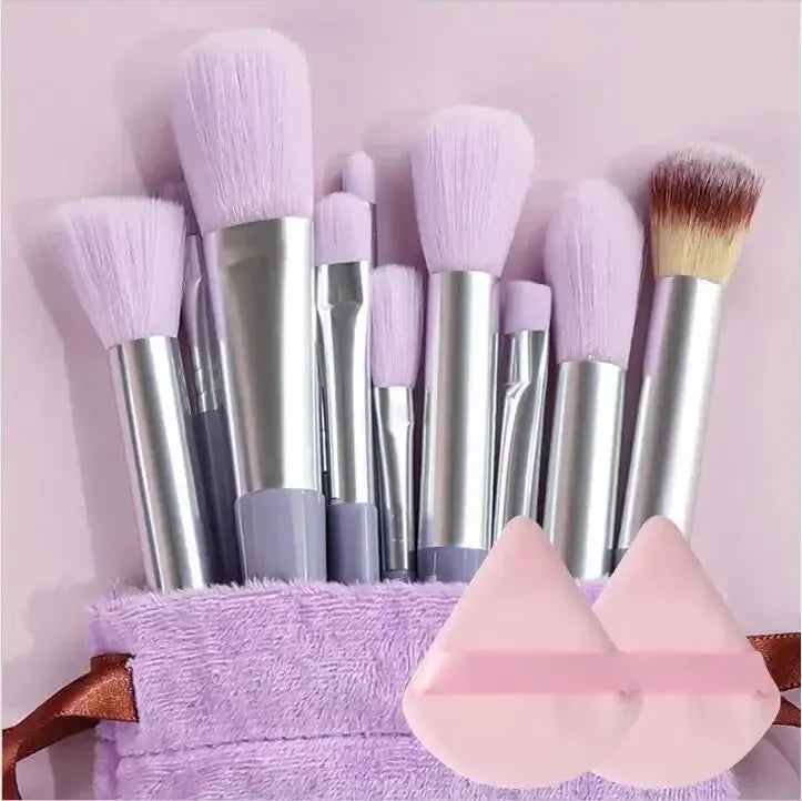 13pcs Premium  Nylon Bristle Makeup Brush Set - Soft, Gentle, and Cruelty-Free for Flawless Foundation, Blush, Powder,