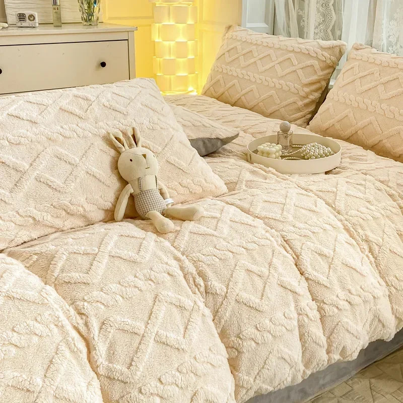 Taffel Velvet Duvet Cover for Winter Super Warm Soft Solid Color Comforter Cover Blanket Covers for Double Beds NO Pillowcase
