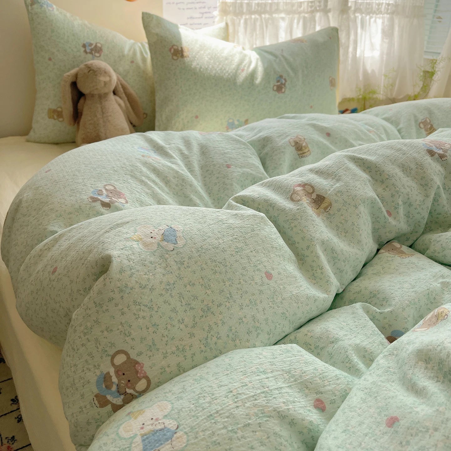 Home Microfiber Duvet Cover 1Pc Breathable Soft Zipper Closure Corner Ties Wrinkle Resistant Hypoallergenic Bedding for Bedroom