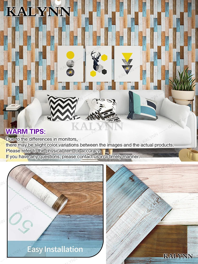 Wood Contact Paper Peel and Stick Wallpaper Self Adhesive Removable Vintage Faux Wood Wall Paper Plank Shelf Home Decoration