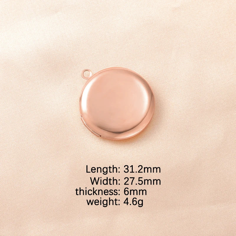 RUMNVNTY 5pc Carved Designs Round Photo Frame Pendant Necklace Stainless Steel Charms Locket Girls Women Memorial Jewelry