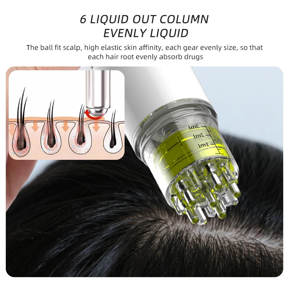 EMS Scalp Applicator Liquid Comb Hair Growth Oil Serum Comb High Frequency Vibration Scalp Massager Brush with Sterilization