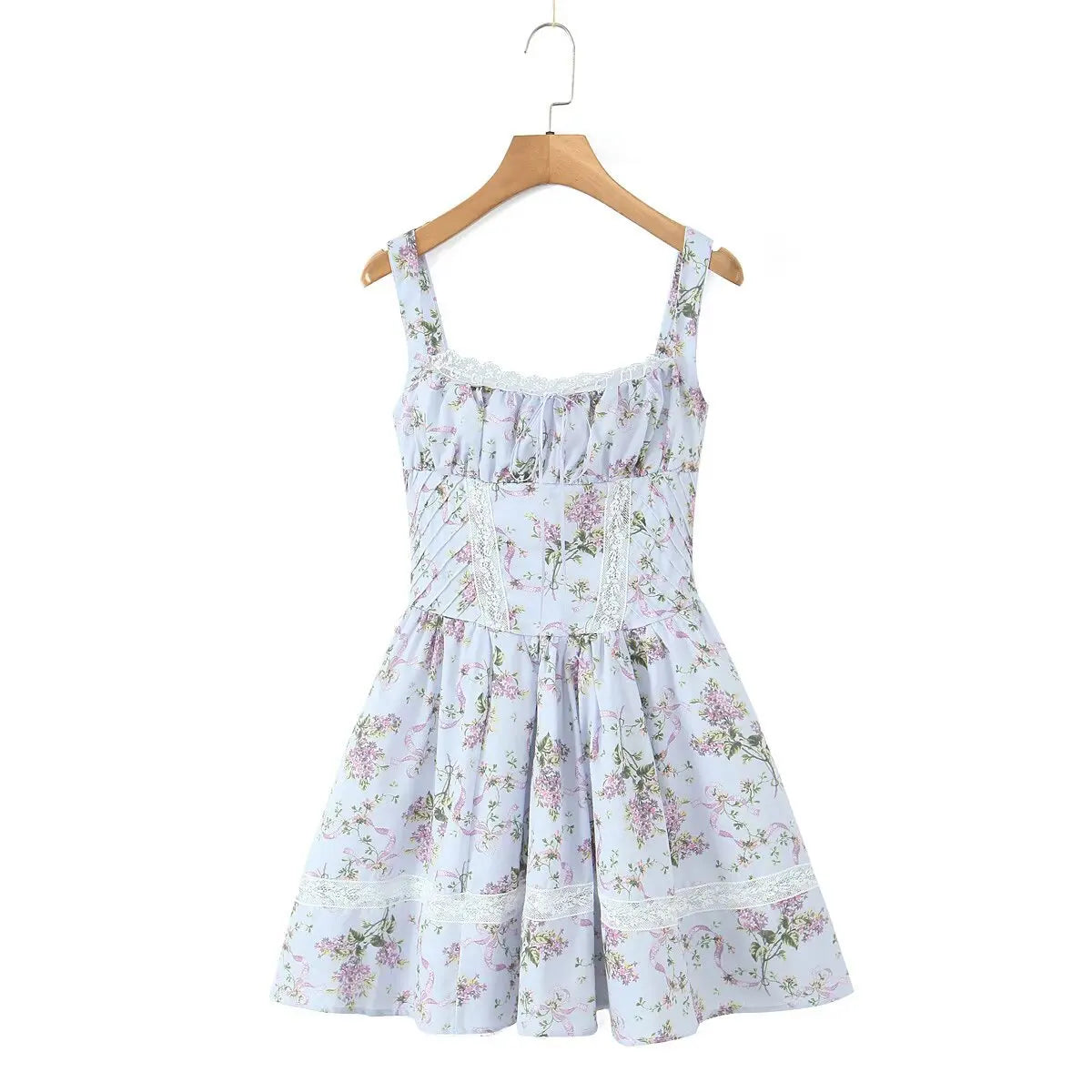 Floral Printed Summer Women's Dress Sleeveless Short Mini Tank Vestidos A-line Lace Dress 2025 New in Beach Vintage Party Dress