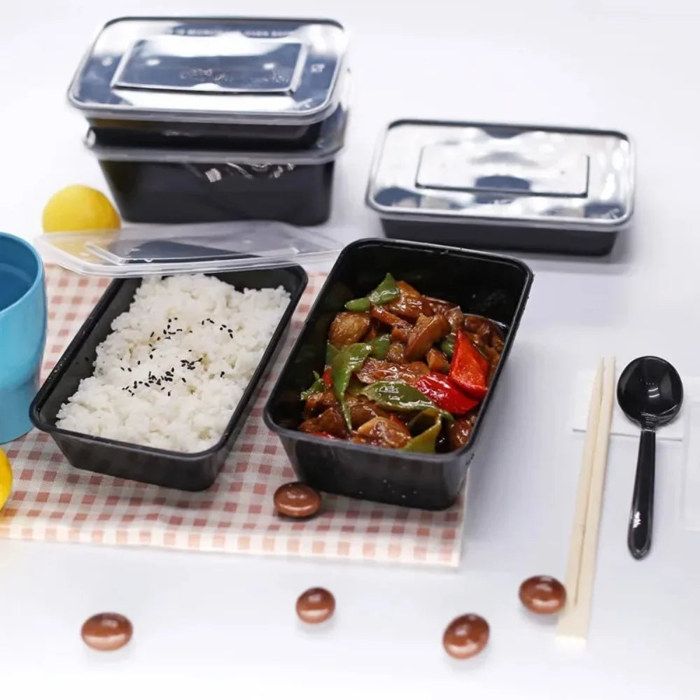 10-Pack Black Disposable Food Containers – Leak-Resistant with Secure Lids | Ideal for Salads, Sandwiches