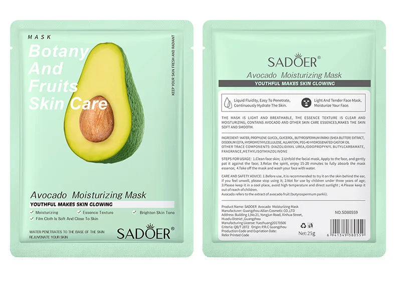 8pcs Fruits Face Mask Beauty Facial Skincare Masks Moisturizing Firming Hydrating Facial Mask Face Care Korean Cosmetics