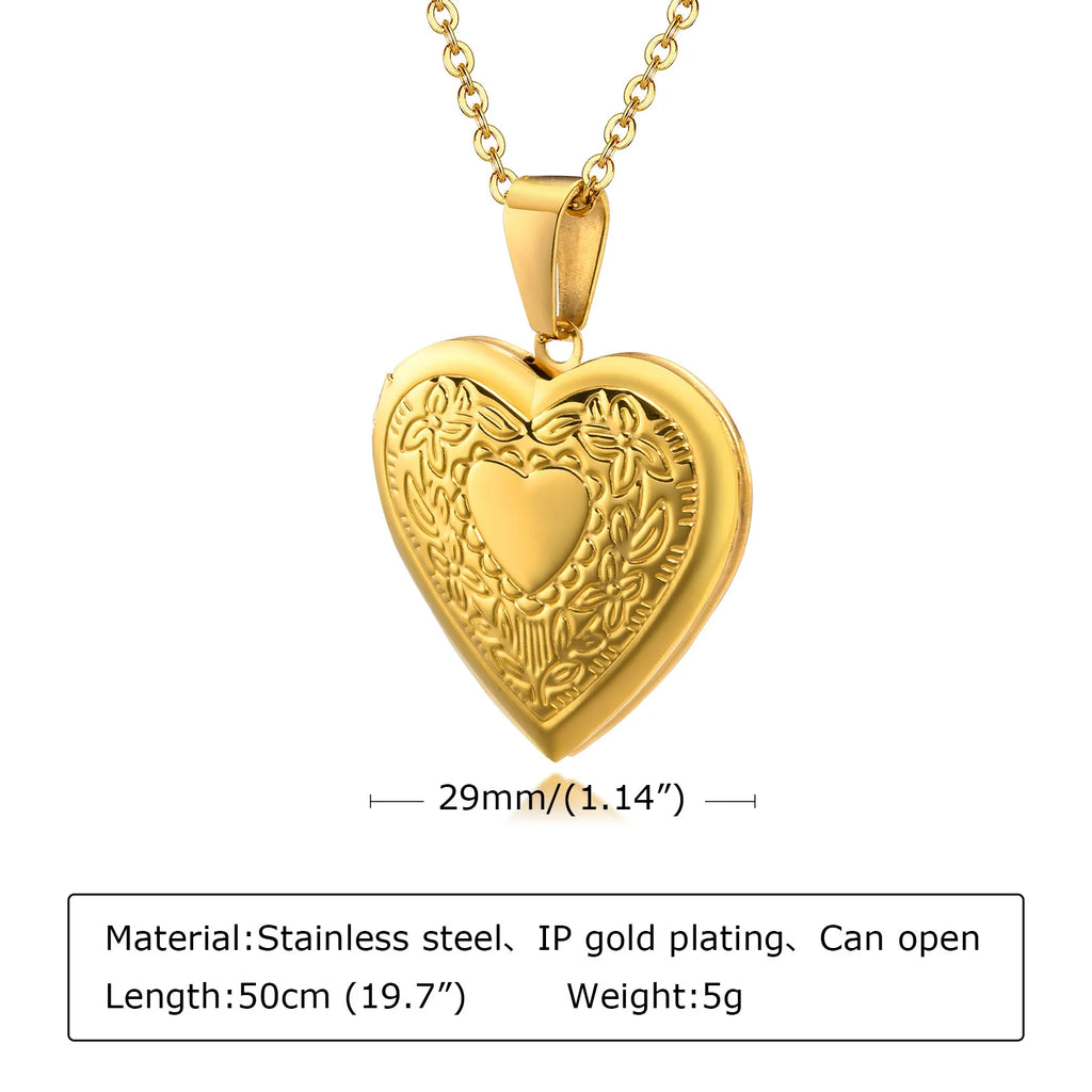 Stainless Steel Jewelry Custom Photo Frame Heart Locket Necklace Women Memory Romantic Love Pendant For Promise Keepsake Gift