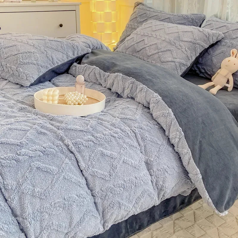 Taffel Velvet Duvet Cover for Winter Super Warm Soft Solid Color Comforter Cover Blanket Covers for Double Beds NO Pillowcase