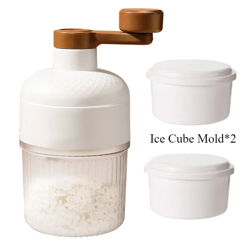 Household Small Size Hand-Operated Making Smoothie Machine with Ice Cube Mold Kitchen Hand Shaved Ice Breaker Ice Crusher