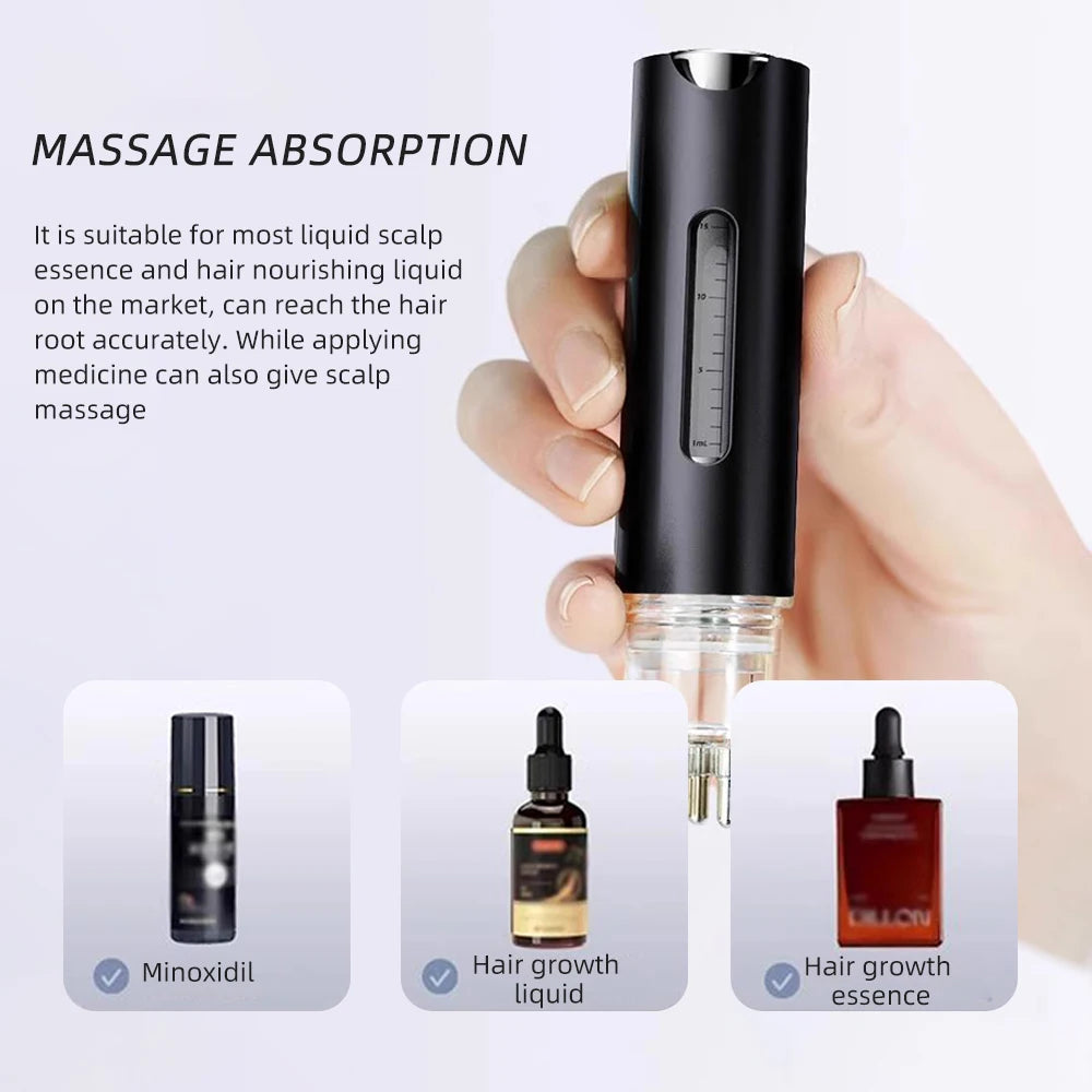 EMS Scalp Applicator Liquid Comb Hair Growth Oil Serum Comb High Frequency Vibration Scalp Massager Brush with Sterilization