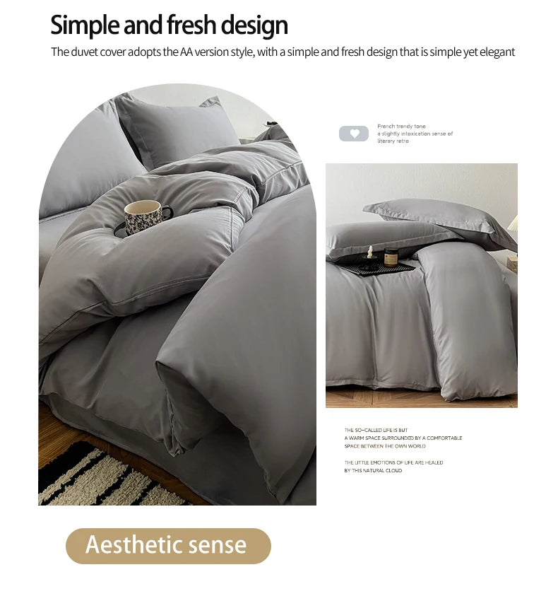 Ins Style Solid Color Duvet Cover Washed Bedclothes Comforter Cover Soft Bedding Quilt Covers 150x200cm / 200x230cm / 220x240cm
